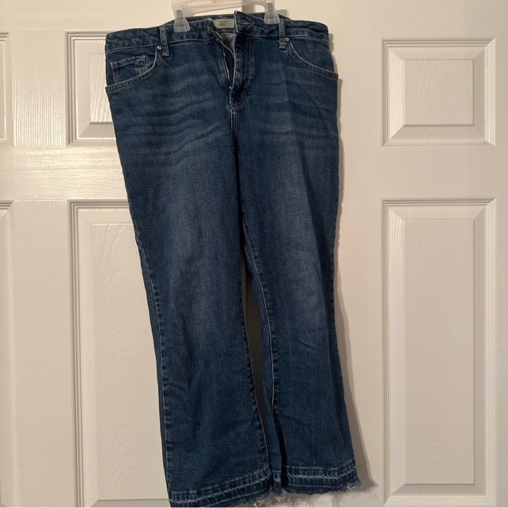 Topshop Women's Boot-Cut Jeans in Dark Blue Denim